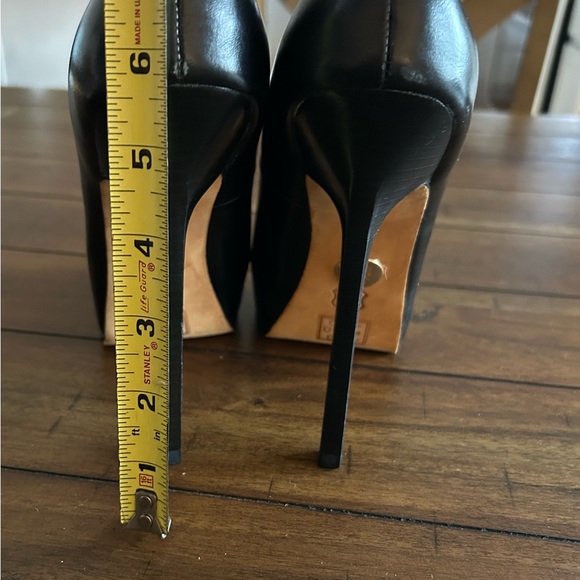 Bebe Platform Heels Size 8 M Black Leather - Picture 6 of 7